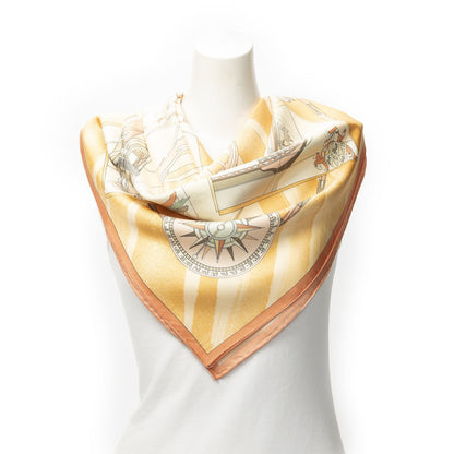 Hermes Scarf Orange Yellow 100% Twillsilk