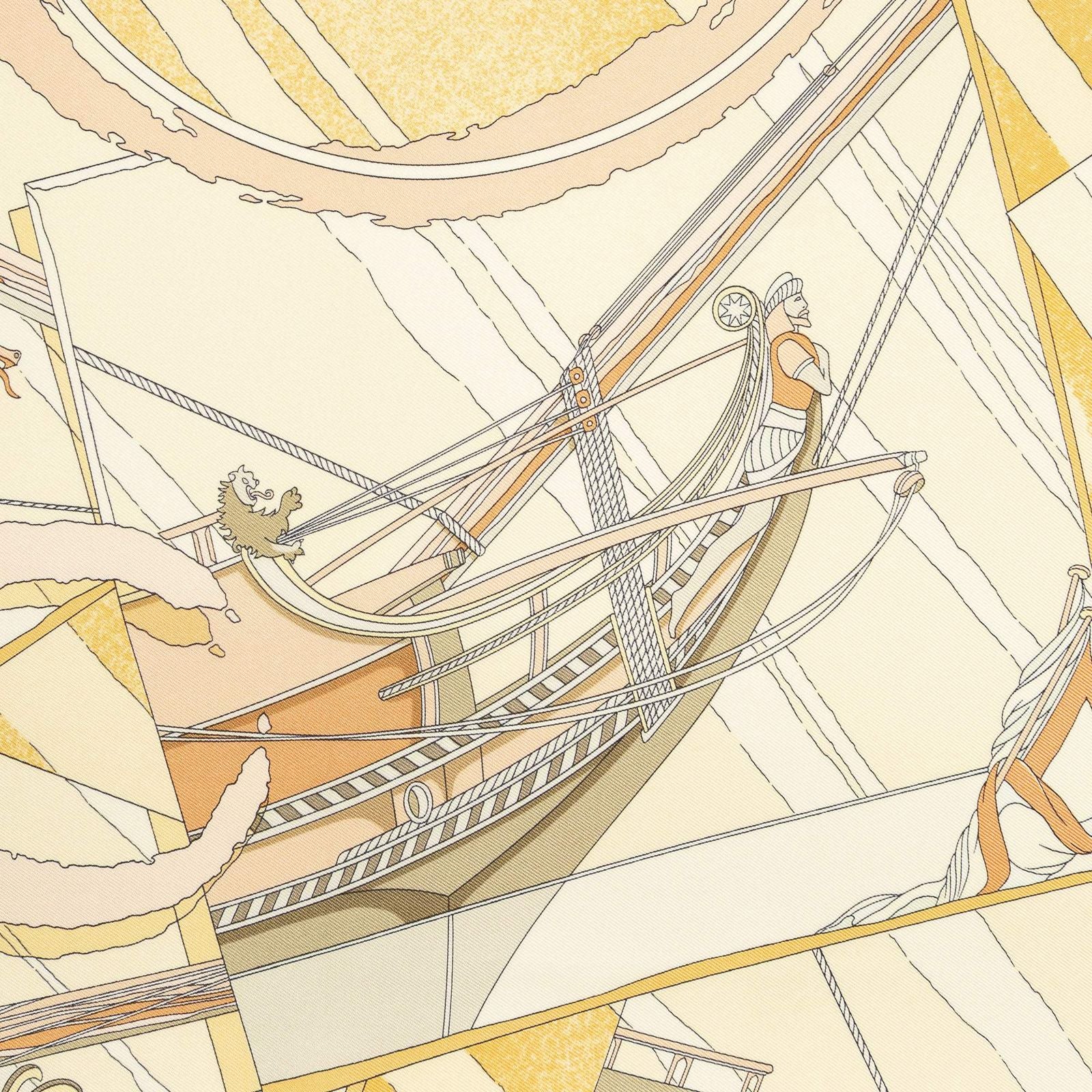 Hermes Scarf Orange Yellow 100% Twillsilk — view 3