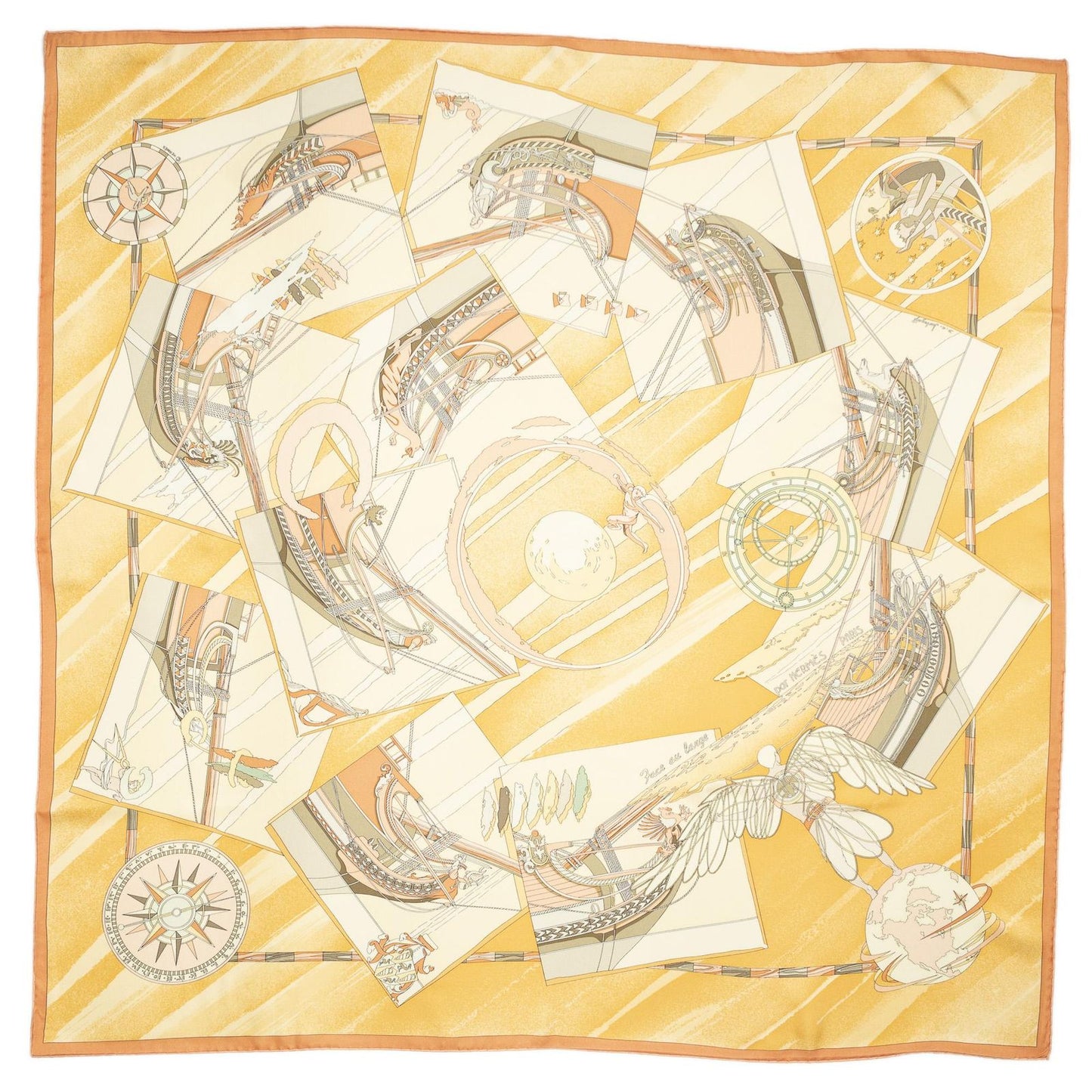 Hermes Scarf Orange Yellow 100% Twillsilk — view 2