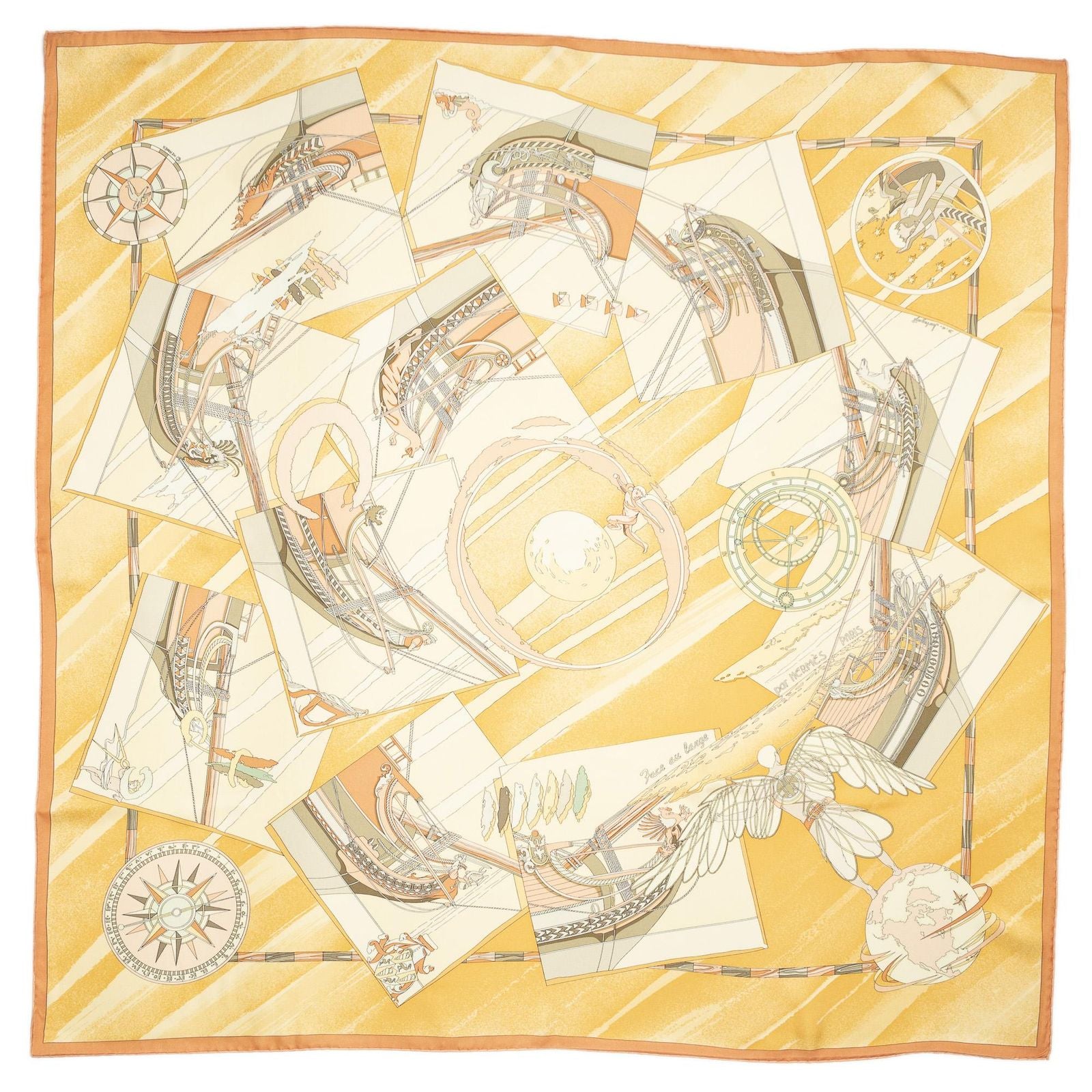 Hermes Scarf Orange Yellow 100% Twillsilk — view 2