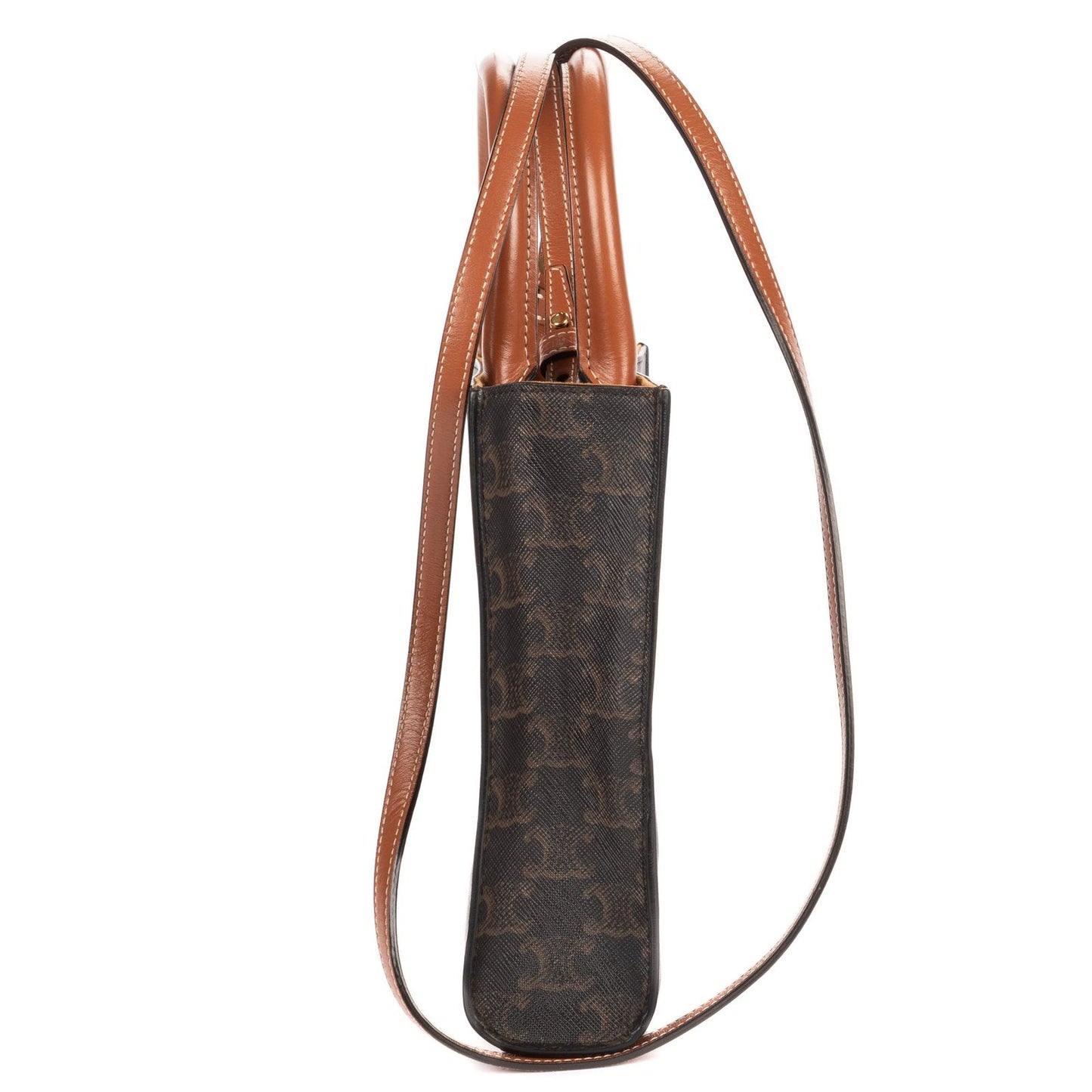 Celine Mini Vertical Cabas Darkbrown Tantriomphe Canvas Tote — view 3
