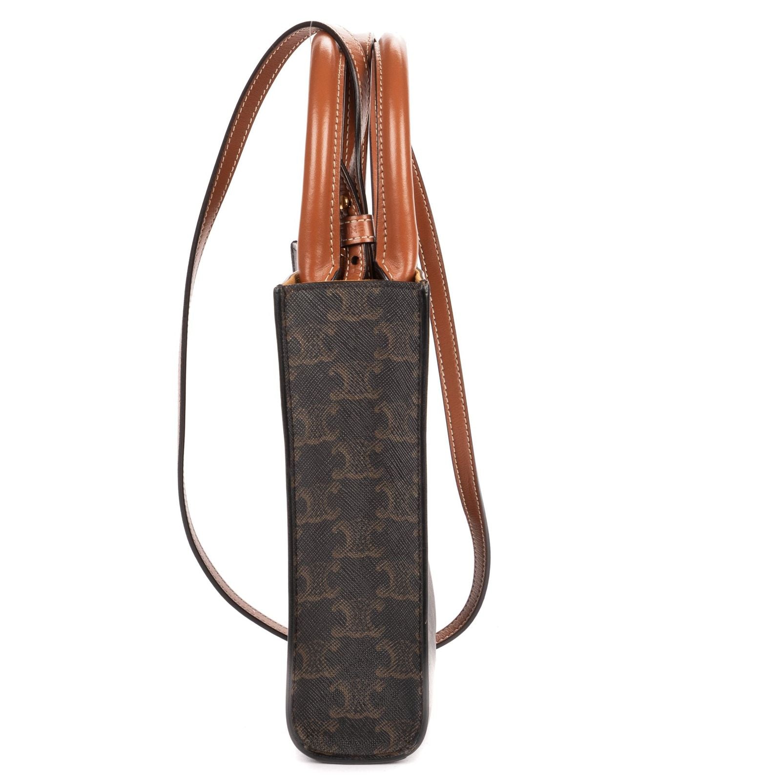 Celine Mini Vertical Cabas Darkbrown Tantriomphe Canvas Tote — view 4