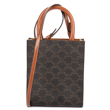 Celine Mini Vertical Cabas Darkbrown Tantriomphe Canvas Tote — view 5