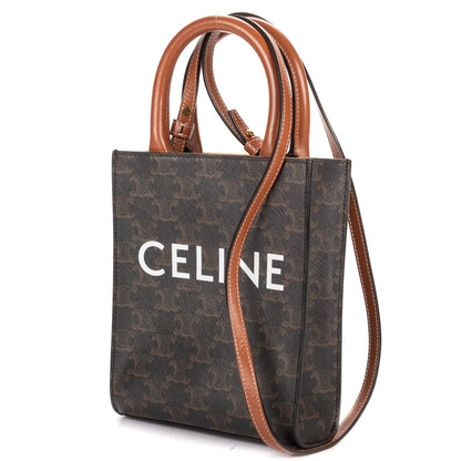 Celine Mini Vertical Cabas Darkbrown Tantriomphe Canvas Tote — view 2