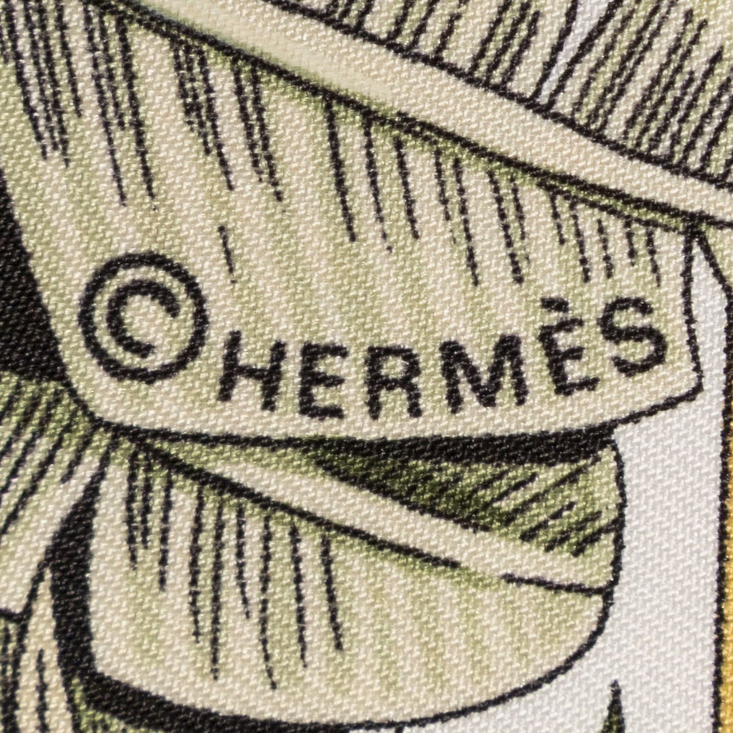 Hermes Scarf Green Yellow White 100% Twillsilk — view 4