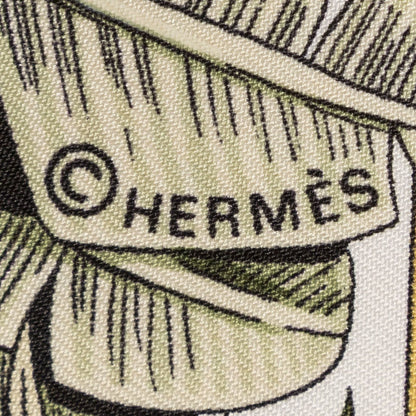 Hermes Scarf Green Yellow White 100% Twillsilk — view 4