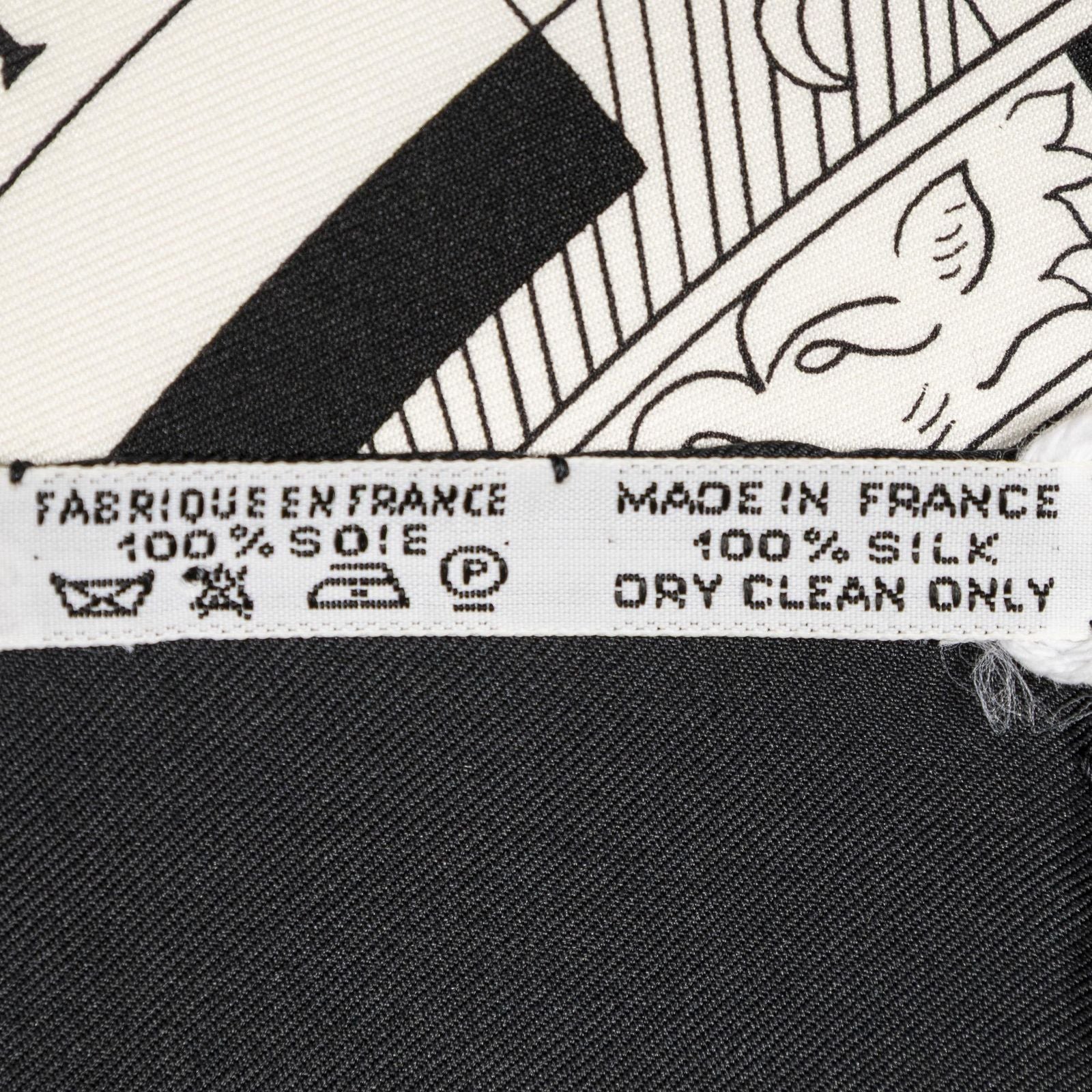 Hermes Scarf Black White 100% Twillsilk — view 5