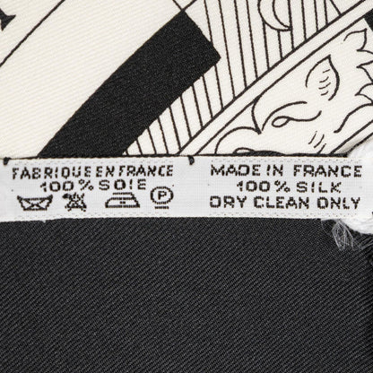 Hermes Scarf Black White 100% Twillsilk — view 5