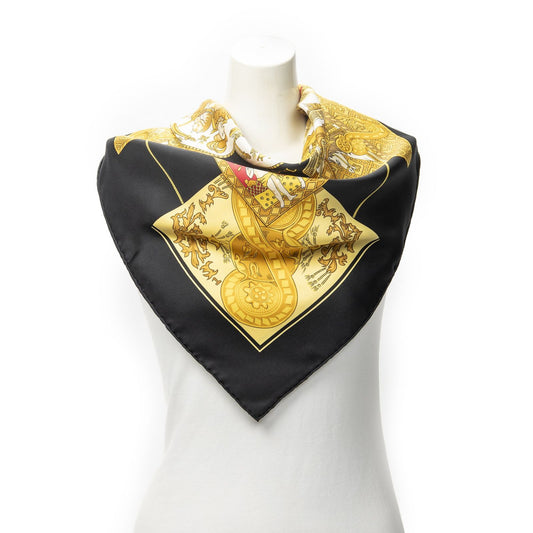 Hermes Scarf Black Red 100% Twillsilk