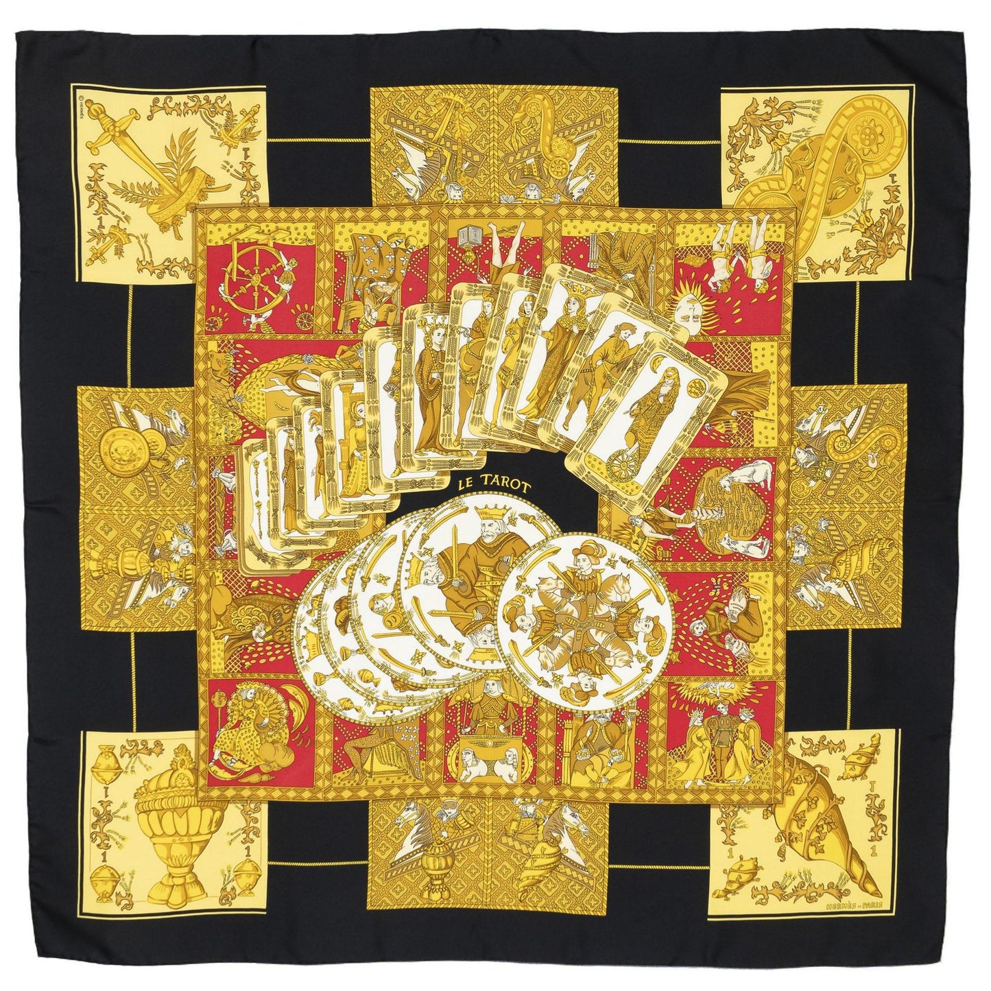 Hermes Scarf Black Red 100% Twillsilk — view 2
