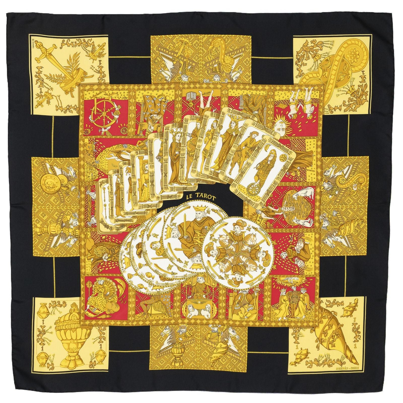 Hermes Scarf Black Red 100% Twillsilk — view 2