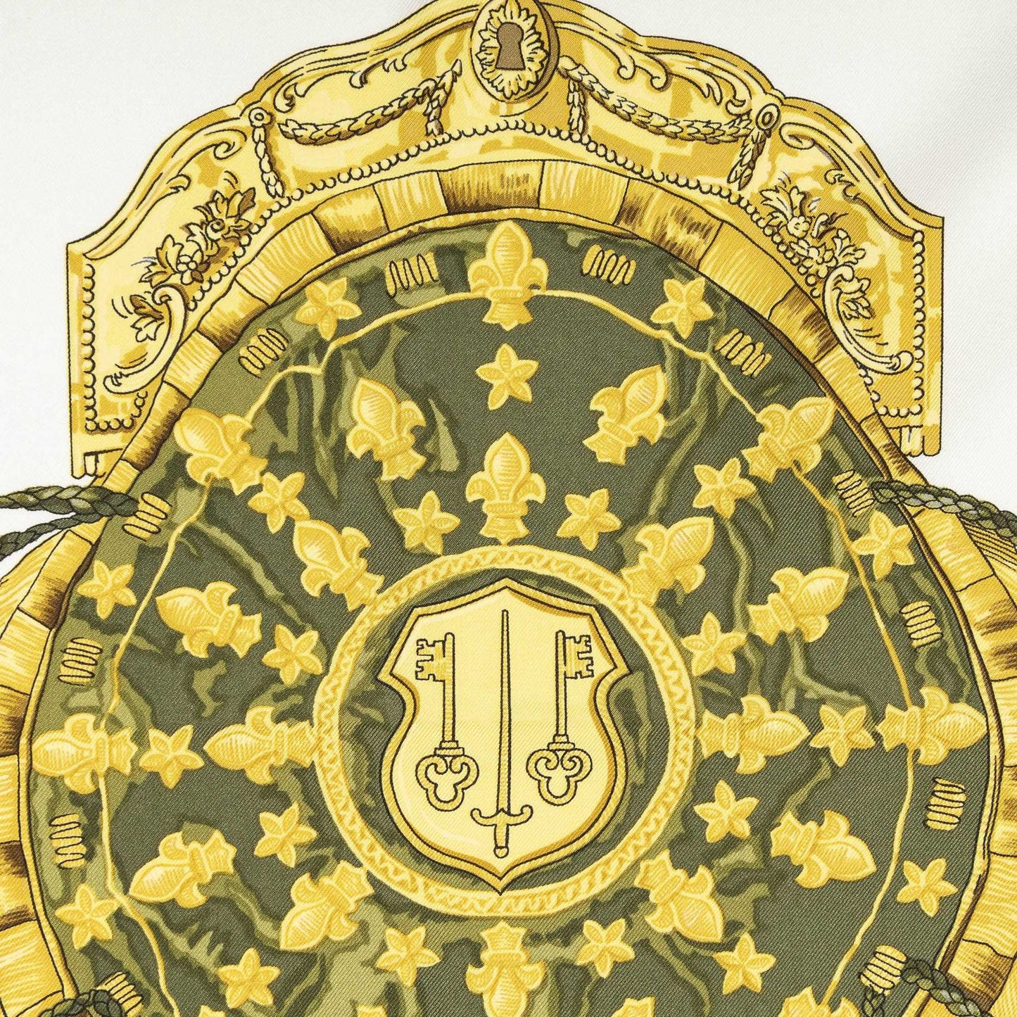 Hermes Scarf Green Gold White Silk — view 3