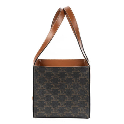 Celine Snap Box Darkbrown Tantriomphe Canvas Handbag — view 3