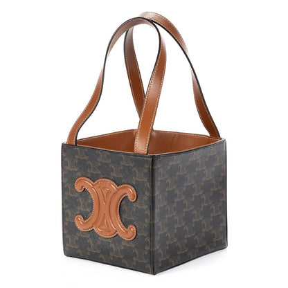 Celine Snap Box Darkbrown Tantriomphe Canvas Handbag — view 2