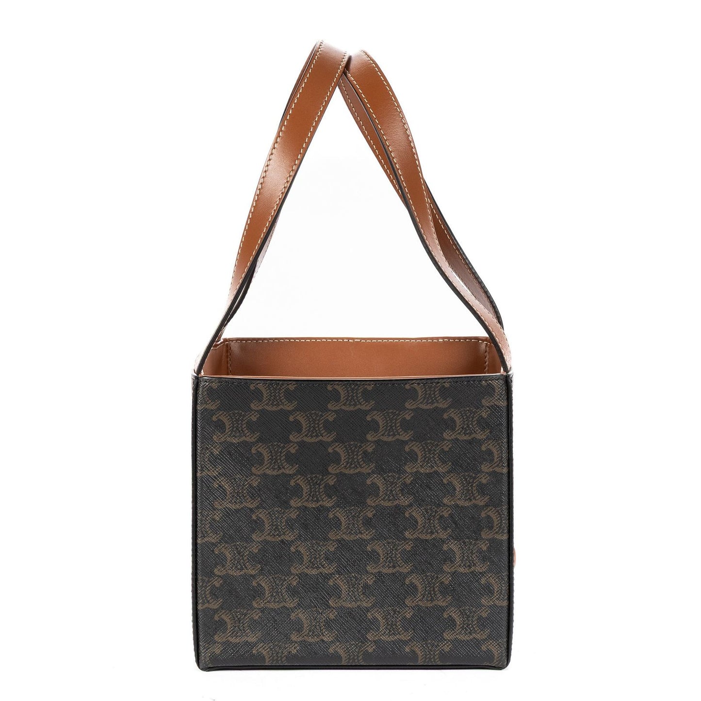 Celine Snap Box Darkbrown Tantriomphe Canvas Handbag — view 4