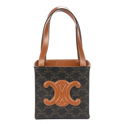 Celine Snap Box Darkbrown Tantriomphe Canvas Handbag