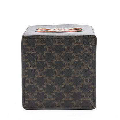 Celine Snap Box Darkbrown Tantriomphe Canvas Handbag — view 6