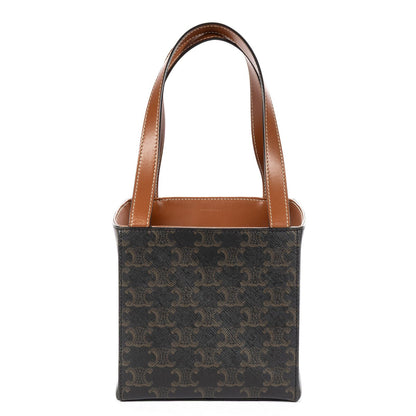 Celine Snap Box Darkbrown Tantriomphe Canvas Handbag — view 5