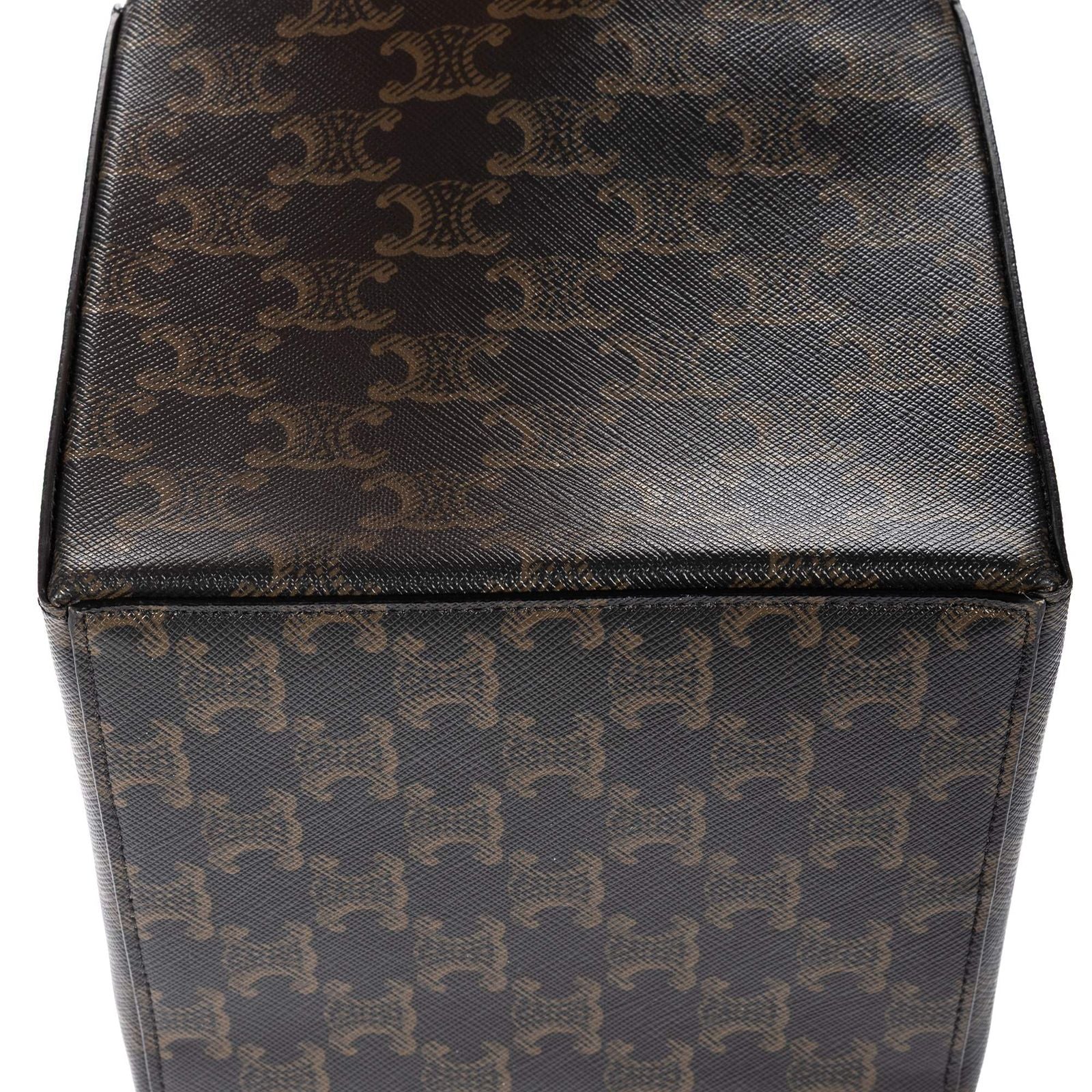 Celine Snap Box Darkbrown Tantriomphe Canvas Handbag — view 8