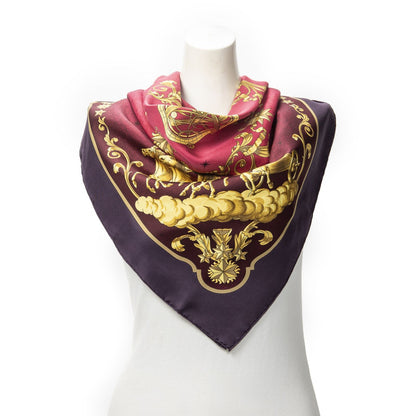 Hermes Scarf Red Purple 100% Twillsilk