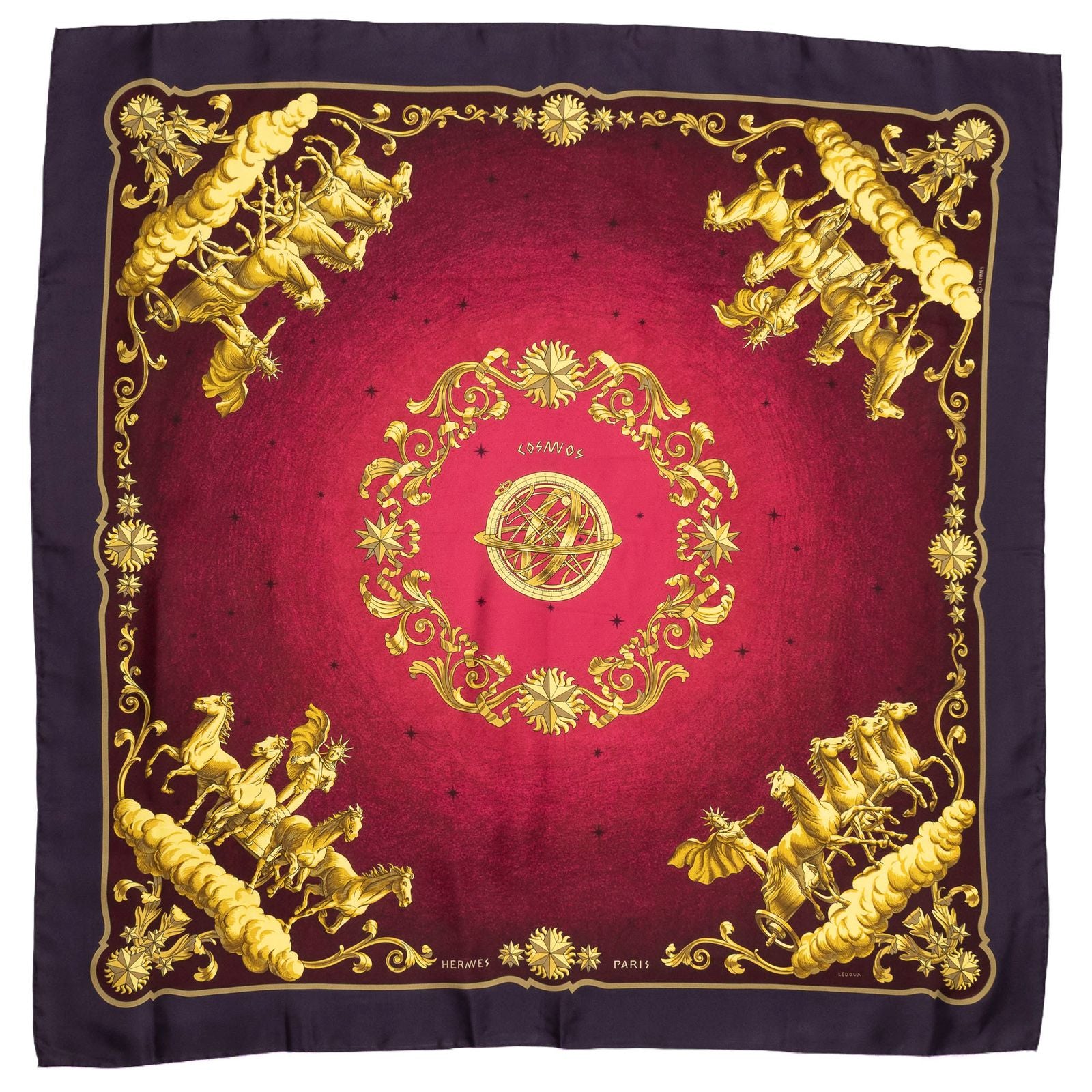 Hermes Scarf Red Purple 100% Twillsilk — view 2