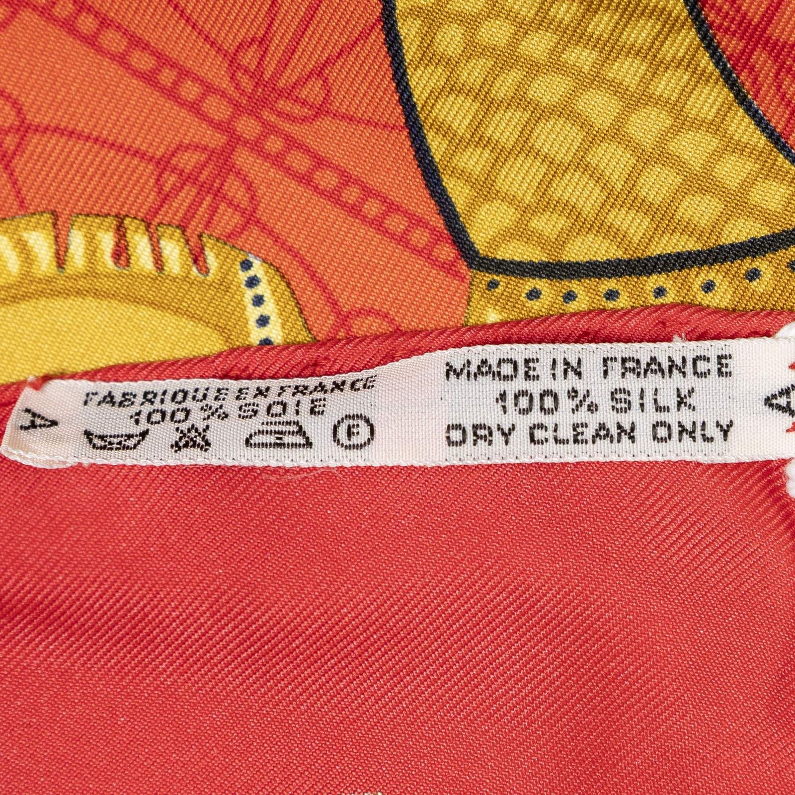 Hermes Scarf Red Orange Blue Silk — view 5