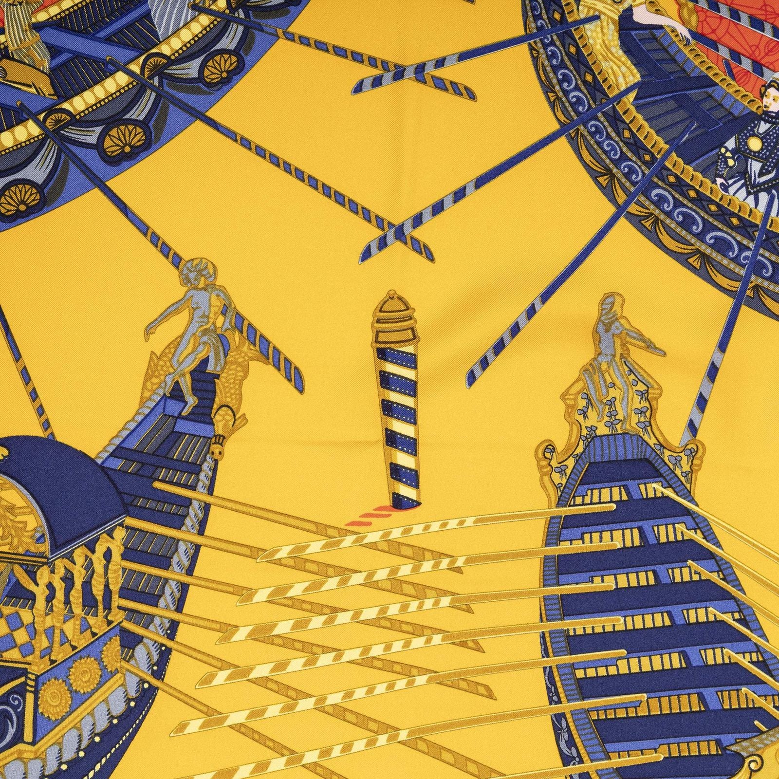 Hermes Scarf Red Orange Blue Silk — view 3
