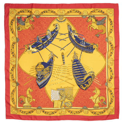 Hermes Scarf Red Orange Blue Silk — view 2