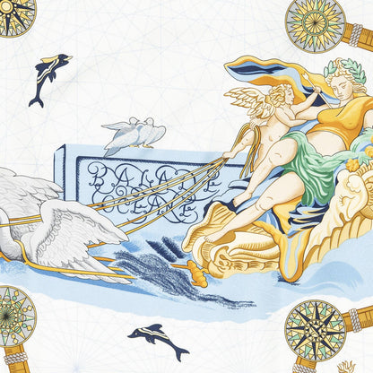 Hermes Scarf Navy Green White 100% Twillsilk — view 3