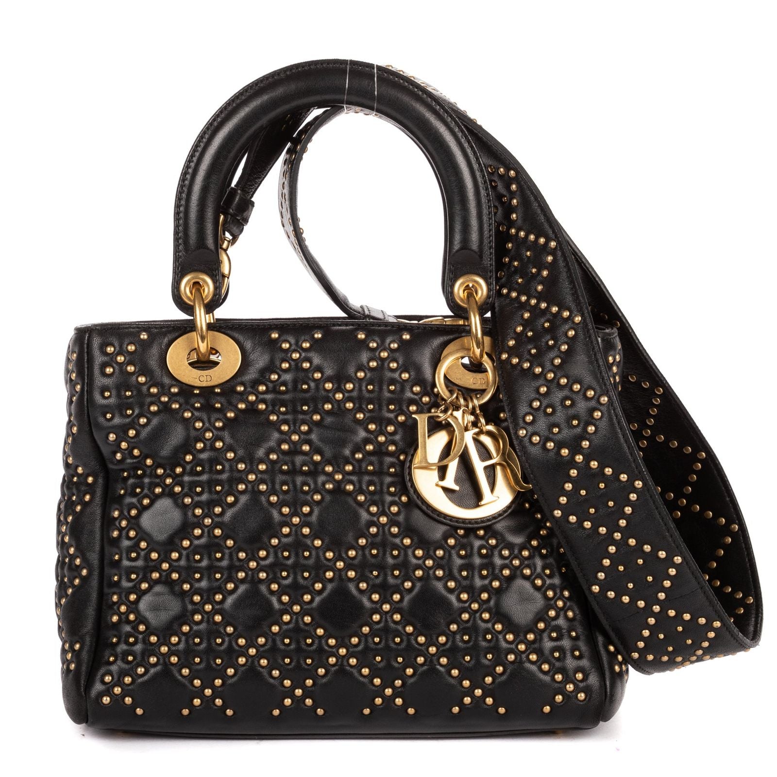 Dior lady Black Lambskin Leather Handbag