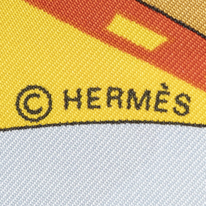 Hermes Scarf Blue Ivory Yellow 100% Twillsilk — view 4