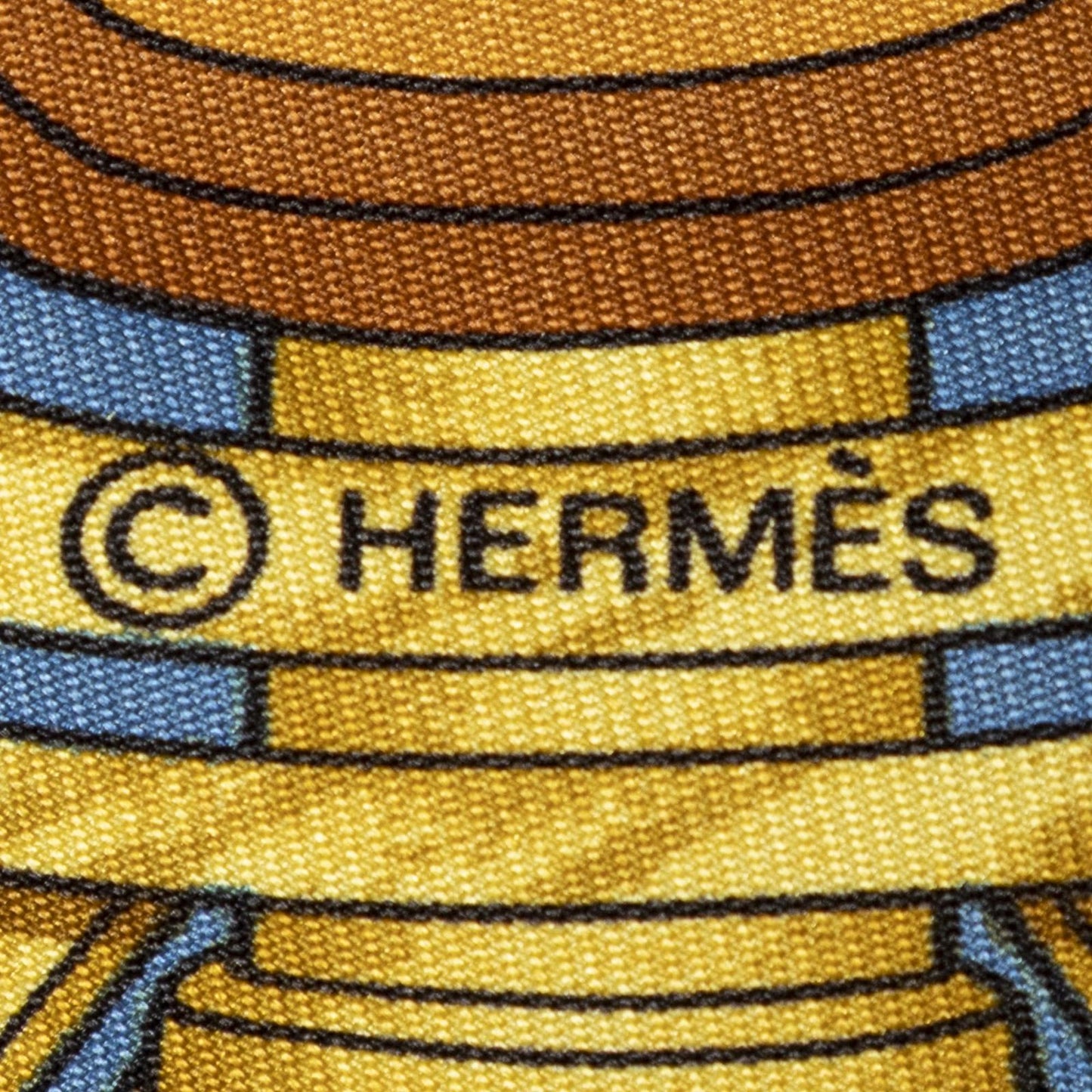 Hermes Scarf Blue Brown 100% Twillsilk — view 4