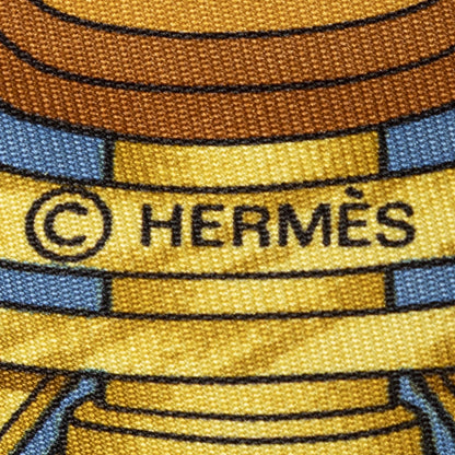 Hermes Scarf Blue Brown 100% Twillsilk — view 4