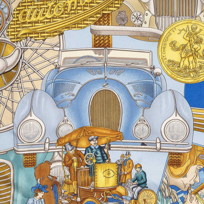 Hermes Scarf Blue Brown 100% Twillsilk — view 3