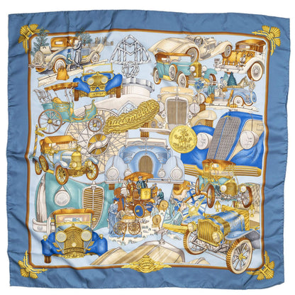 Hermes Scarf Blue Brown 100% Twillsilk — view 2