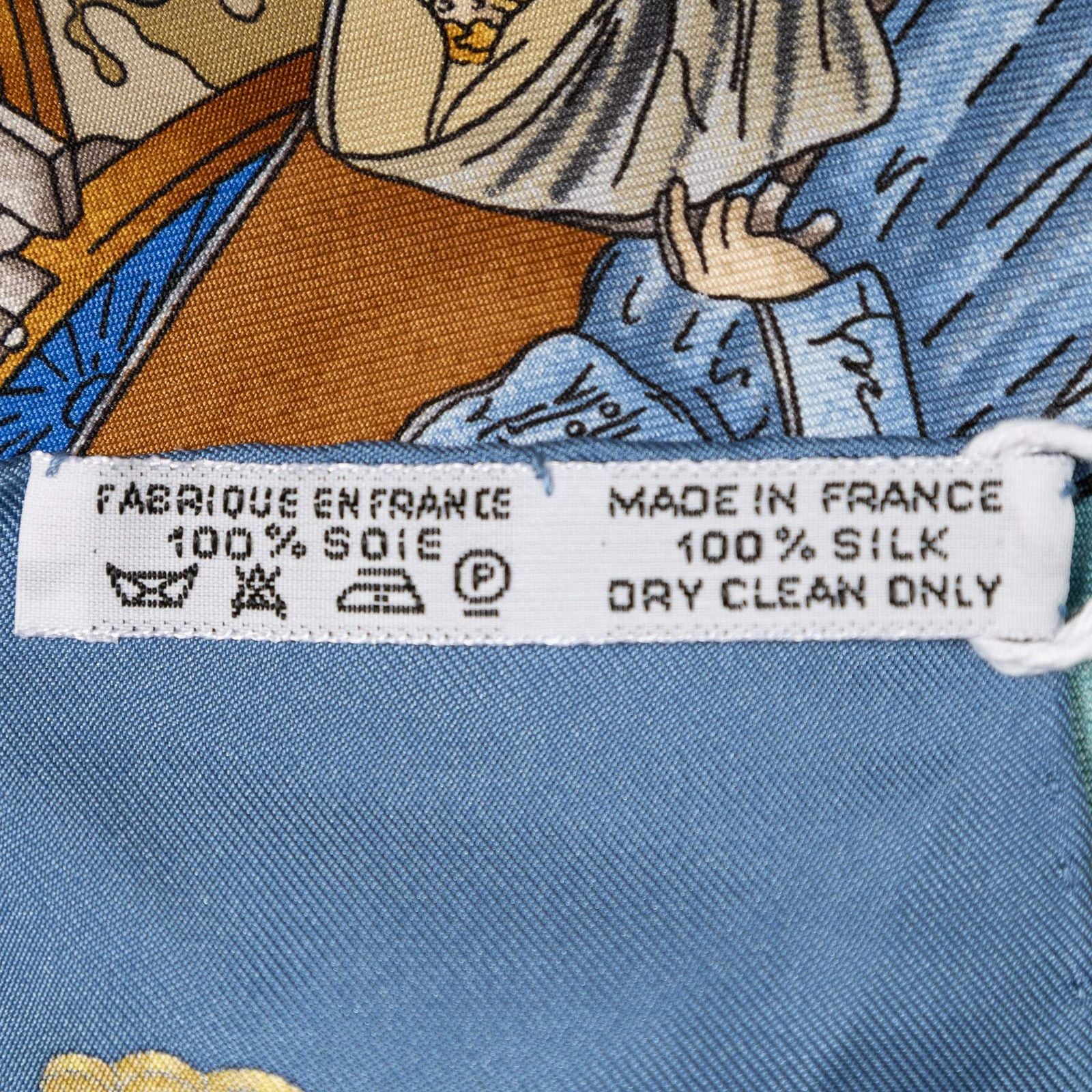 Hermes Scarf Blue Brown 100% Twillsilk — view 5