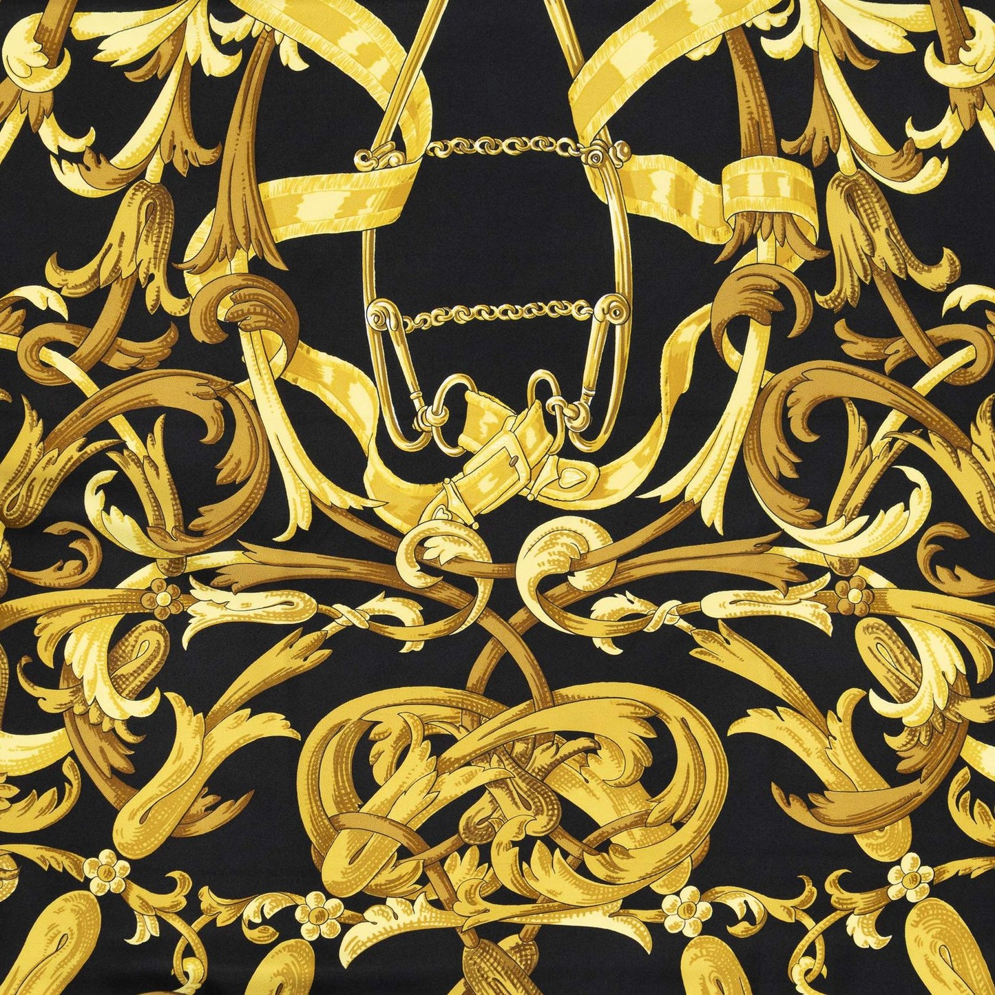 Hermes Scarf Black Yellow 100% Twillsilk — view 3