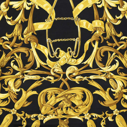 Hermes Scarf Black Yellow 100% Twillsilk — view 3