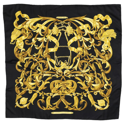 Hermes Scarf Black Yellow 100% Twillsilk — view 2