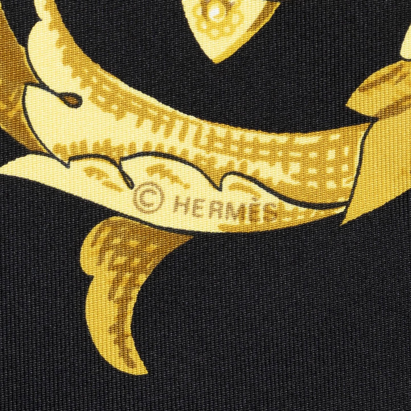 Hermes Scarf Black Yellow 100% Twillsilk — view 4
