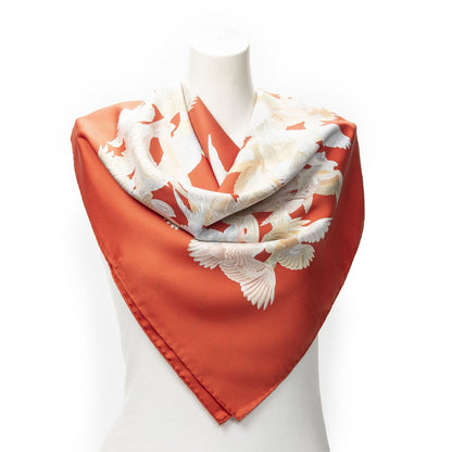 Hermes Scarf Red Brown Green Silk
