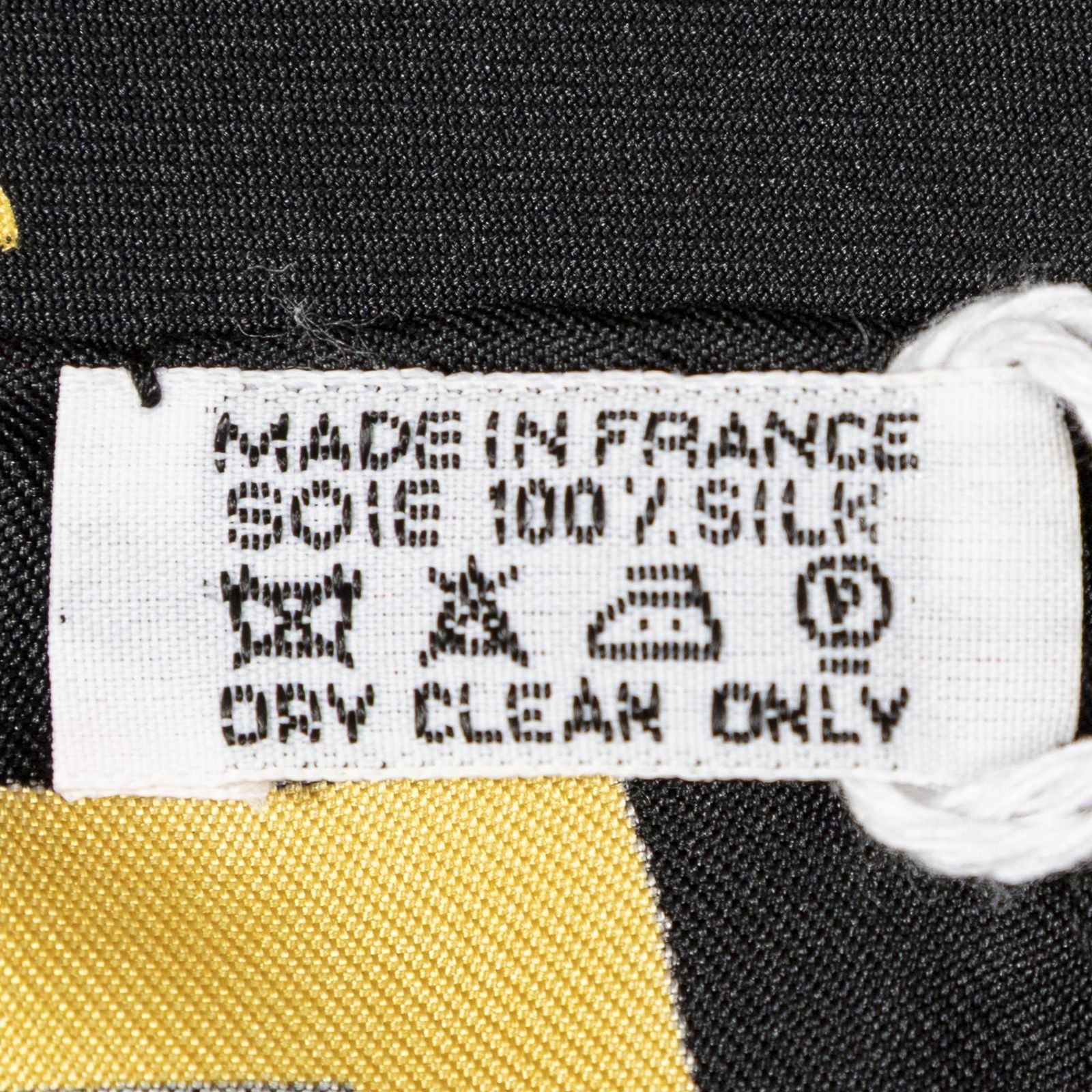 Hermes Scarf Black Yellow 100% Twillsilk — view 5