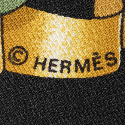 Hermes Scarf Black Yellow 100% Twillsilk — view 4