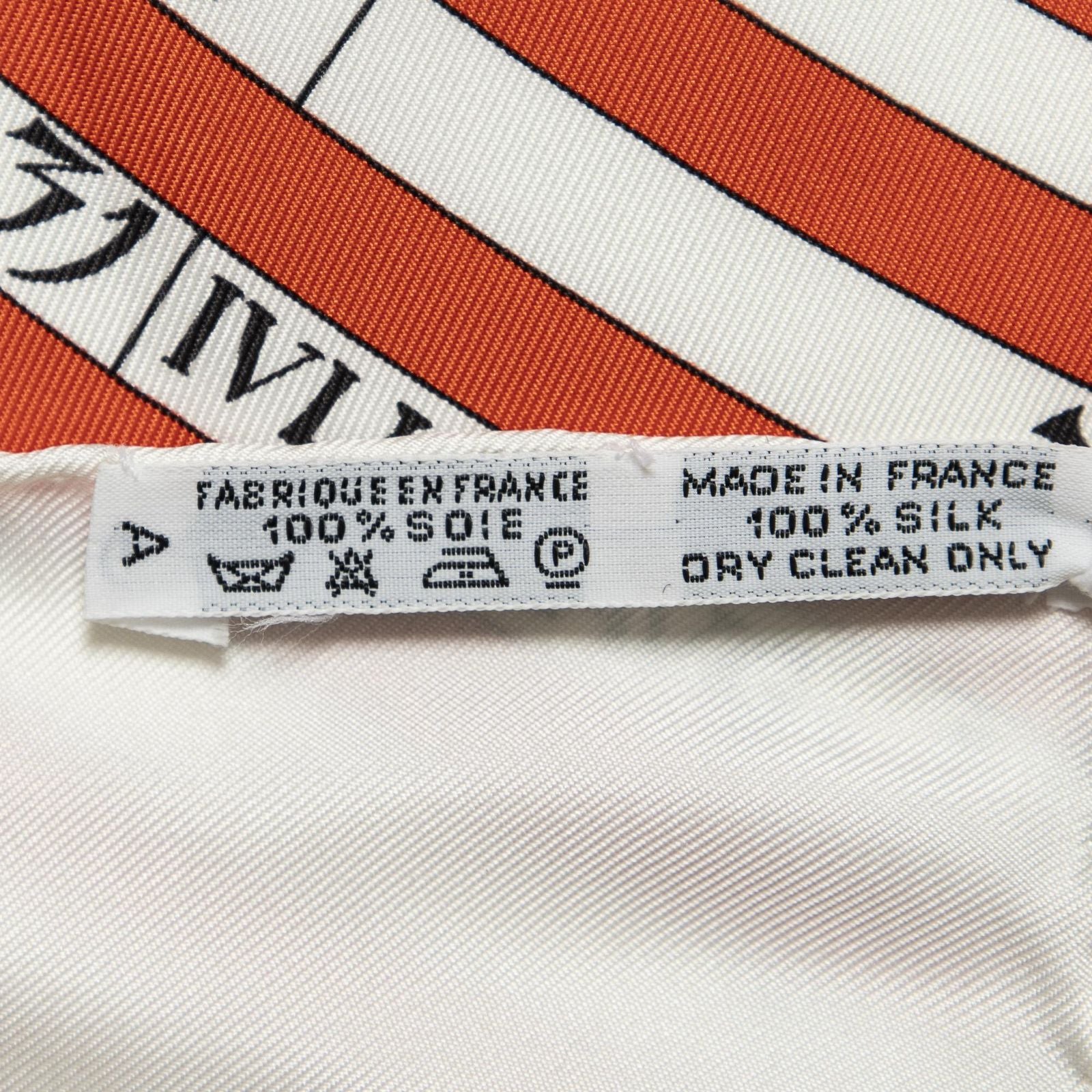 Hermes Scarf Ivory Red 100% Twillsilk — view 5