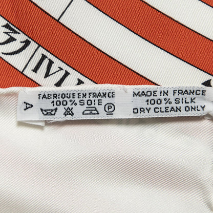 Hermes Scarf Ivory Red 100% Twillsilk — view 5