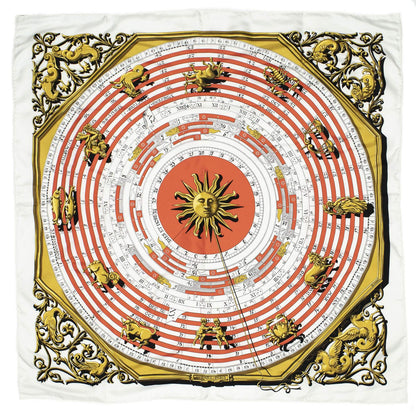 Hermes Scarf Ivory Red 100% Twillsilk — view 2