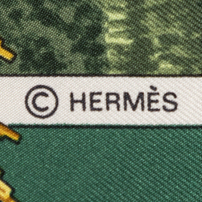 Hermes Scarf Green Beige 100% Twillsilk — view 4