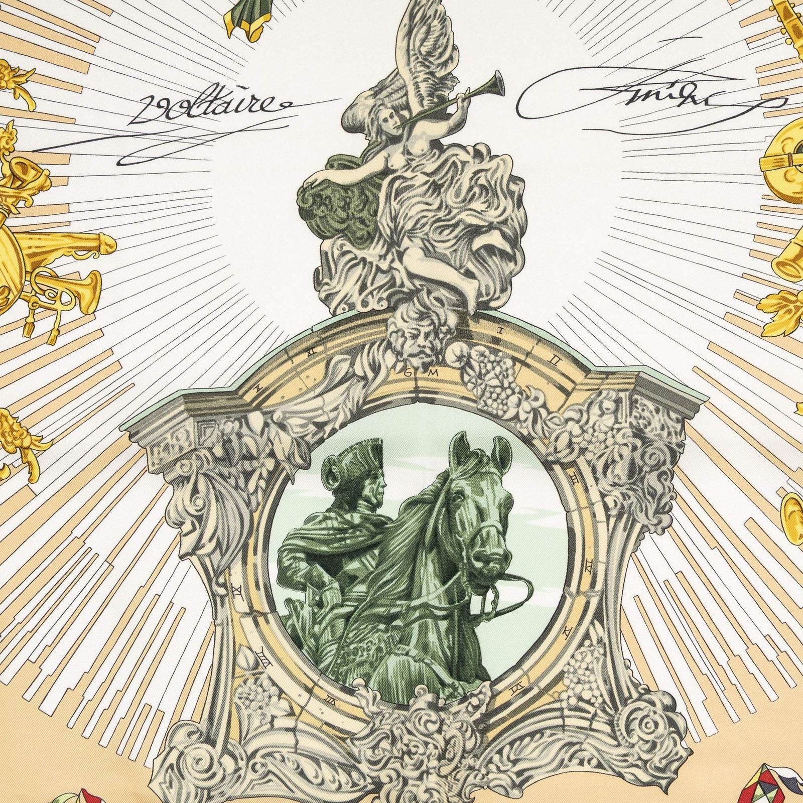 Hermes Scarf Green Beige 100% Twillsilk — view 3