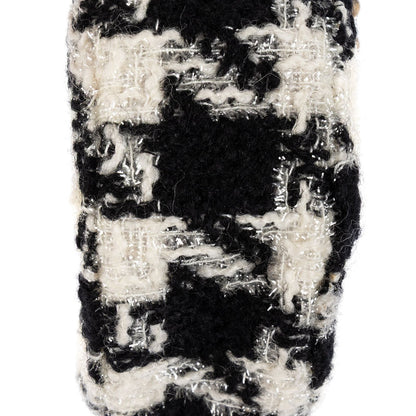 Chanel 19 Round Clutch Chain Shoulder Bag Black White Quilted Tweed — view 7