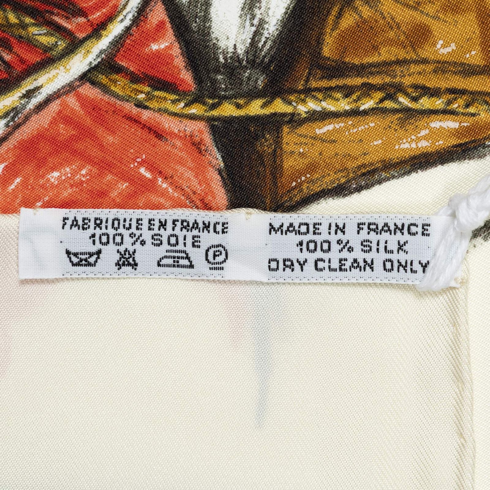 Hermes Scarf Ivory Brown Red 100% Twillsilk — view 6